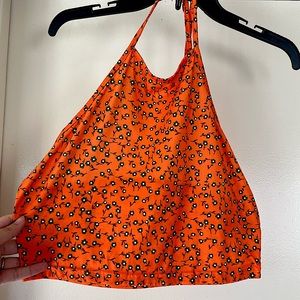 Floral copped halter top, size L